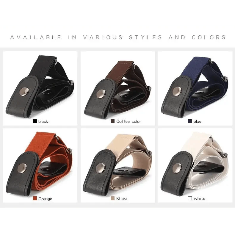 Ceinture élastique sans boucle, style unisexe, sans boucle, à la mode pour hommes et femmes, ceinture extensible noire simple, invisible pour jeans, pantalons, robes.
