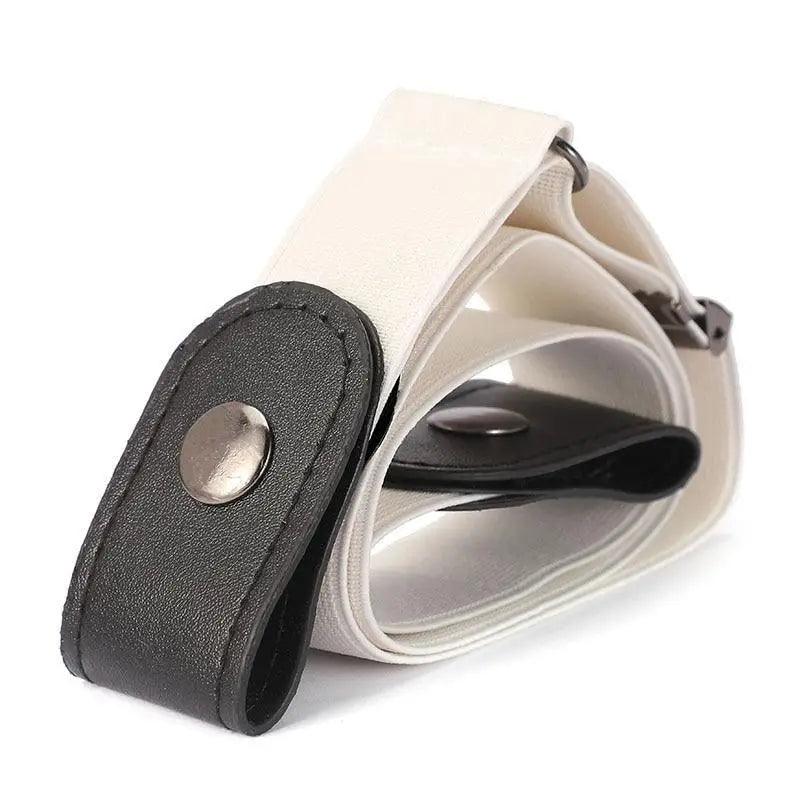 Ceinture élastique sans boucle, style unisexe, sans boucle, à la mode pour hommes et femmes, ceinture extensible noire simple, invisible pour jeans, pantalons, robes.