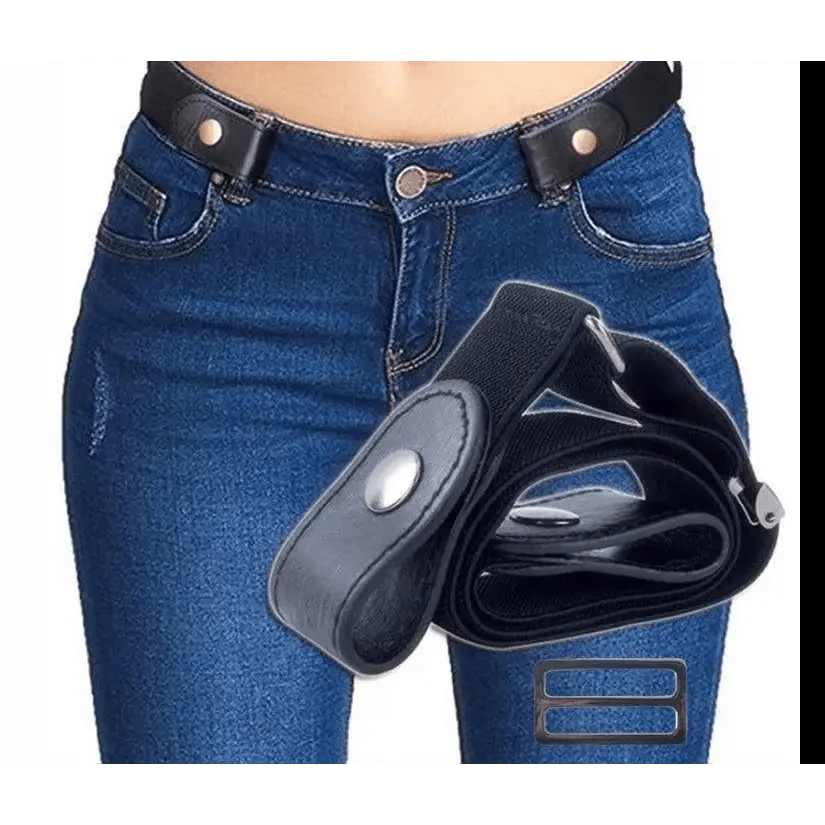 Ceinture élastique sans boucle, style unisexe, sans boucle, à la mode pour hommes et femmes, ceinture extensible noire simple, invisible pour jeans, pantalons, robes.