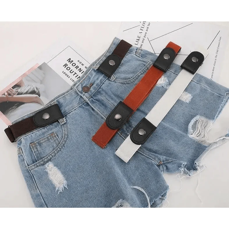 Ceinture élastique sans boucle, style unisexe, sans boucle, à la mode pour hommes et femmes, ceinture extensible noire simple, invisible pour jeans, pantalons, robes.