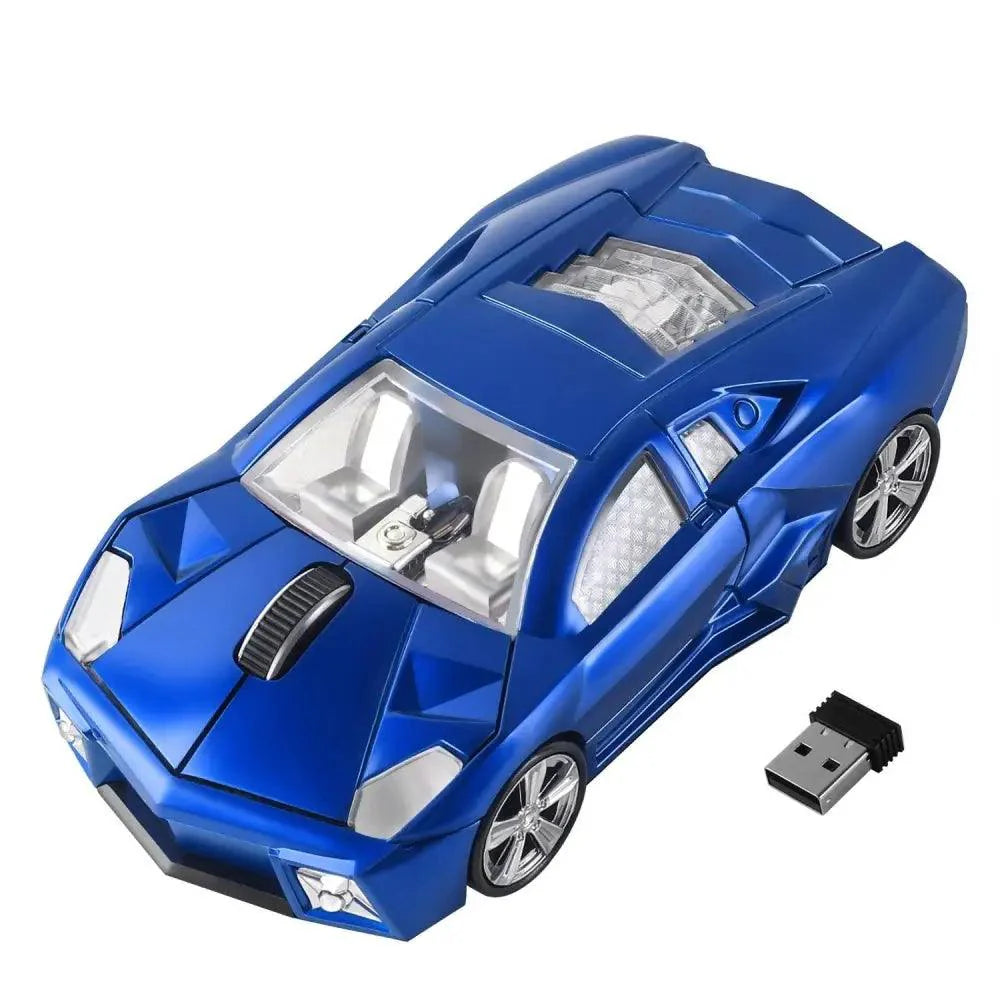 Souris de jeu sans fil cool avec récepteur USB 2,4 GHz, souris de voiture de sport sans fil tendance 1600 DPI, souris mini 3D ergonomique pour PC portable