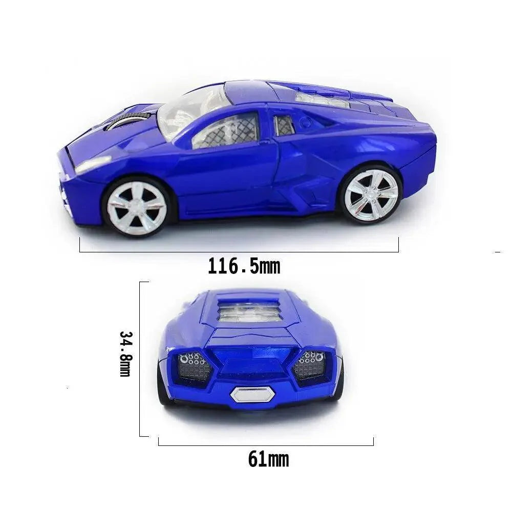 Souris de jeu sans fil cool avec récepteur USB 2,4 GHz, souris de voiture de sport sans fil tendance 1600 DPI, souris mini 3D ergonomique pour PC portable
