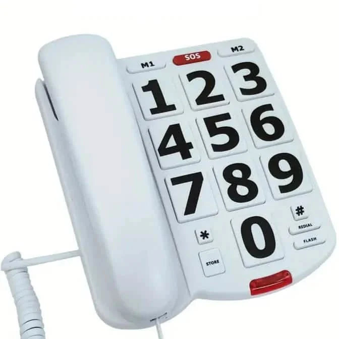 Téléphone fixe filaire à grosses touches pour seniors