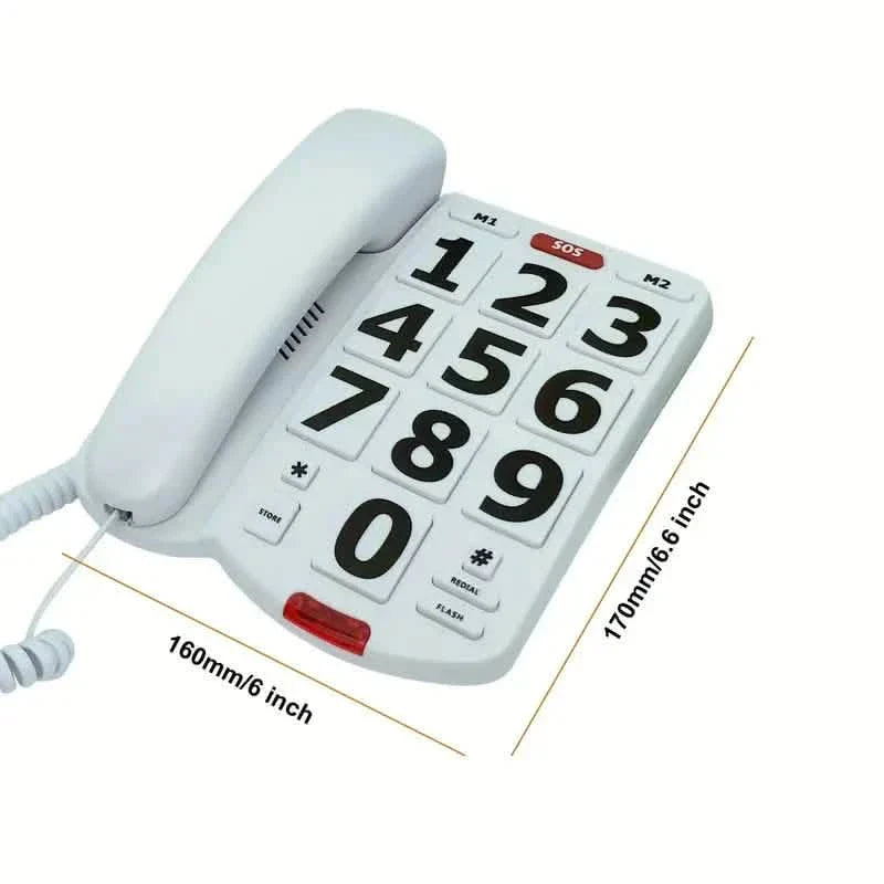 Téléphone fixe filaire à grosses touches pour seniors