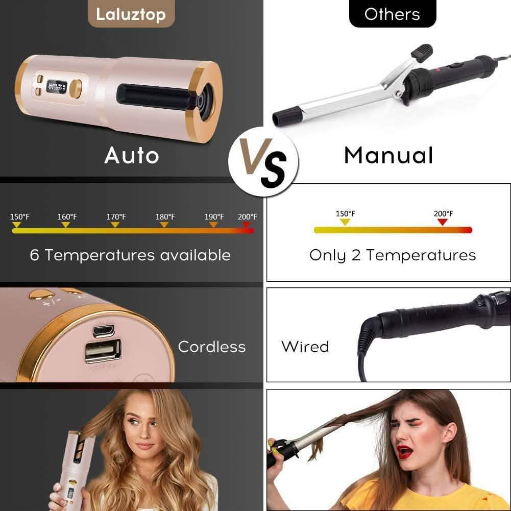 Bigoudi sans fil automatique et portable à cylindre en céramique