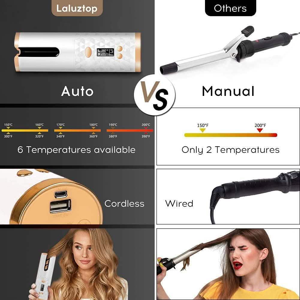 Bigoudi sans fil automatique et portable à cylindre en céramique