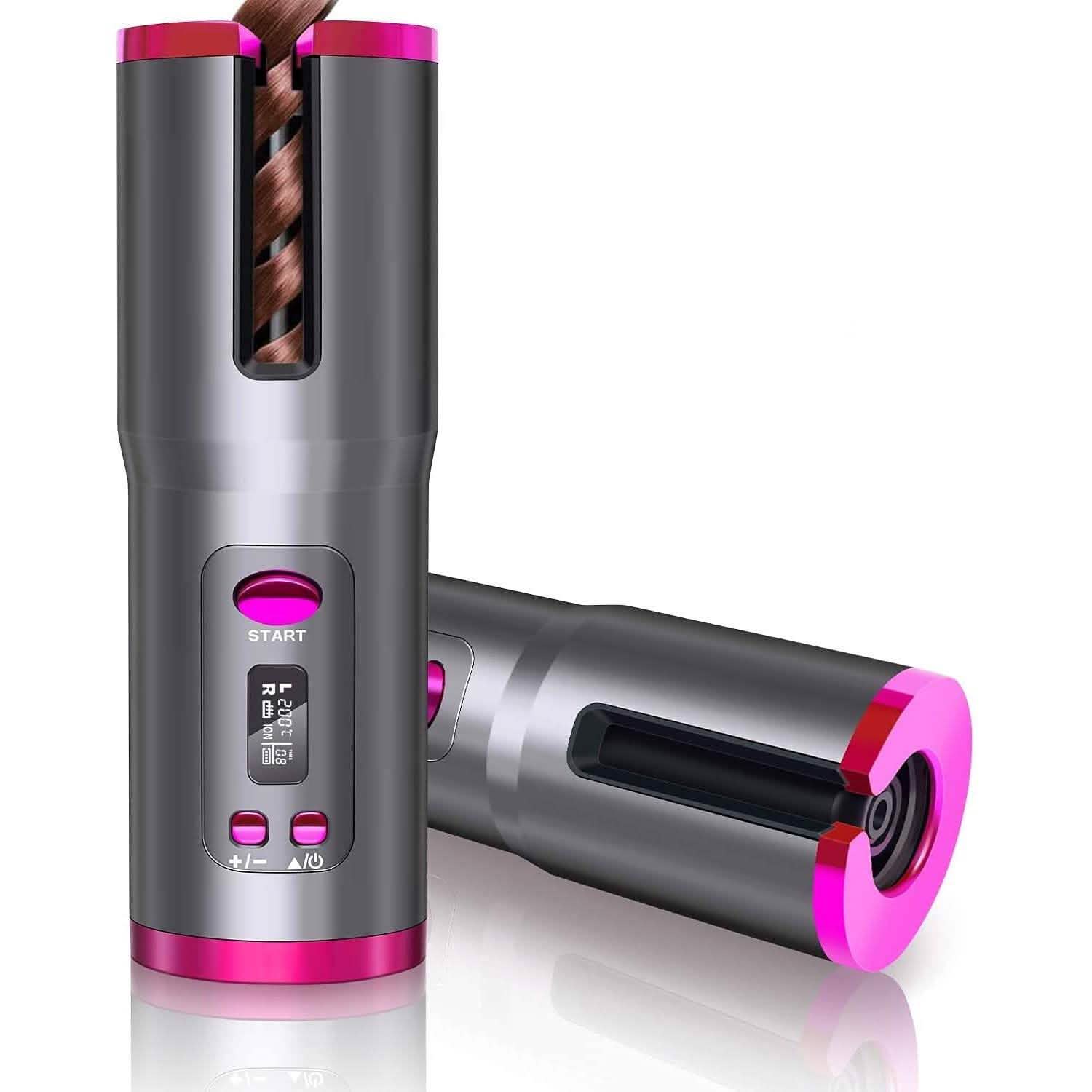 Bigoudi sans fil automatique et portable à cylindre en céramique