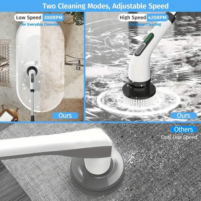 Brosse de nettoyage électrique sans fil, à vitesse de rotation doublement réglable