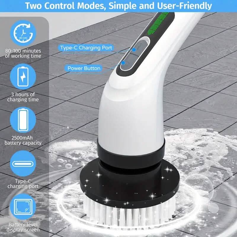 Brosse de nettoyage électrique sans fil, à vitesse de rotation doublement réglable