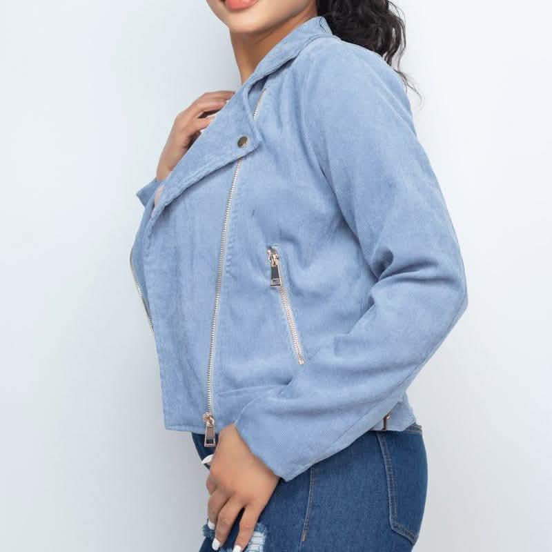 Blouson de motard zippé en velours côtelé