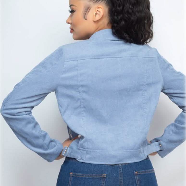 Blouson de motard zippé en velours côtelé