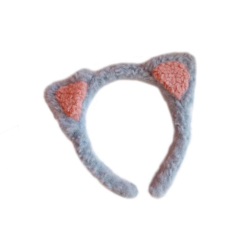 Oreilles de chat en coton Automne Hiver 1pc Bandeau en peluche doux et chaud Bandeau pour cheveux Accessoires de coiffure magnifiques pour femmes et filles Style mixte