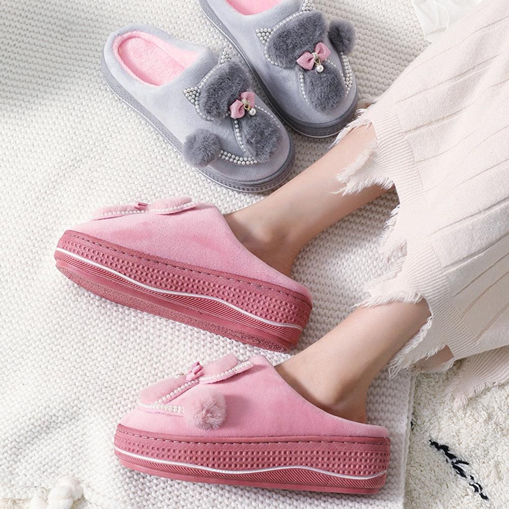 Pantoufles d'intérieur mignonnes en coton pour femmes, chaussures d'hiver, pantoufles de maison chaudes, pantoufles en coton d'hiver en mousse à mémoire de forme, pantoufles douillettes et moelleuses pour couples