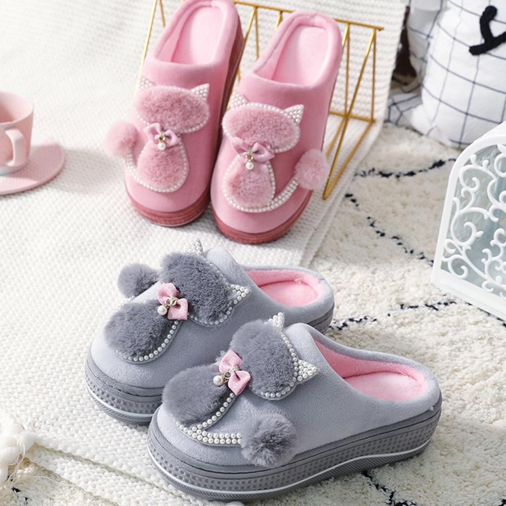 Pantoufles d'intérieur mignonnes en coton pour femmes, chaussures d'hiver, pantoufles de maison chaudes, pantoufles en coton d'hiver en mousse à mémoire de forme, pantoufles douillettes et moelleuses pour couples