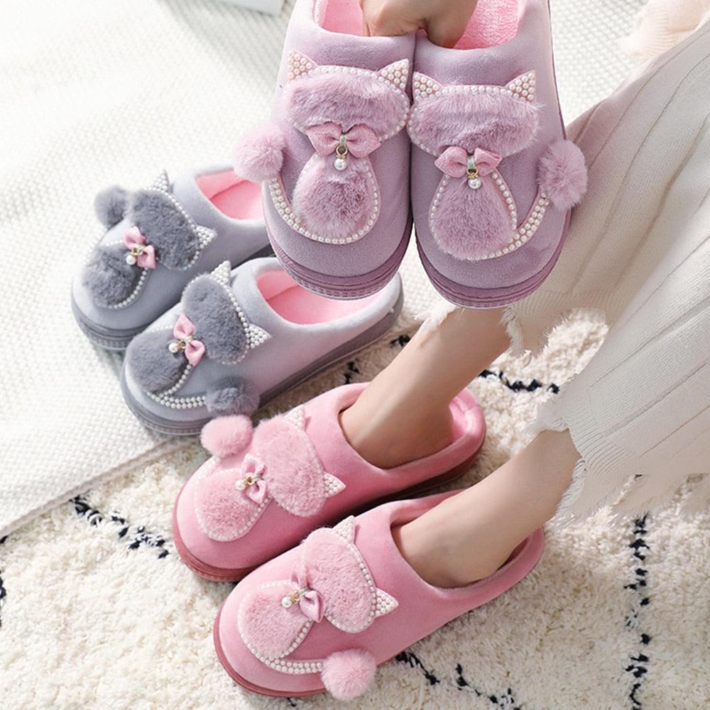 Pantoufles d'intérieur mignonnes en coton pour femmes, chaussures d'hiver, pantoufles de maison chaudes, pantoufles en coton d'hiver en mousse à mémoire de forme, pantoufles douillettes et moelleuses pour couples