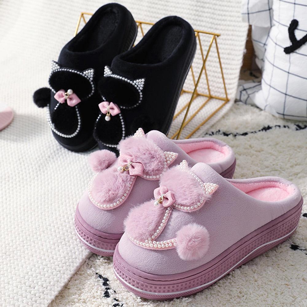 Pantoufles d'intérieur mignonnes en coton pour femmes, chaussures d'hiver, pantoufles de maison chaudes, pantoufles en coton d'hiver en mousse à mémoire de forme, pantoufles douillettes et moelleuses pour couples