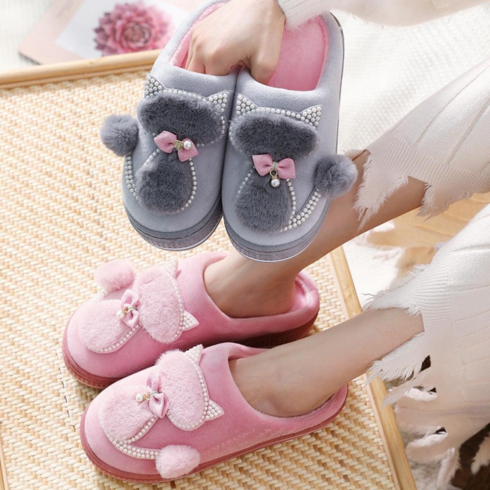 Pantoufles d'intérieur mignonnes en coton pour femmes, chaussures d'hiver, pantoufles de maison chaudes, pantoufles en coton d'hiver en mousse à mémoire de forme, pantoufles douillettes et moelleuses pour couples