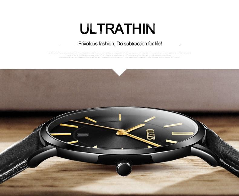 Montre Couple Populaire Décontractée à Quartz Femme Homme Montre Horloge Garçons Filles Ultra Mince Bracelet en Cuir Montre-bracelet Minimaliste Analogique Quartz Ultra Mince Montres Bracelet en Cuir Mode Décontractée Date Montre Étanche
