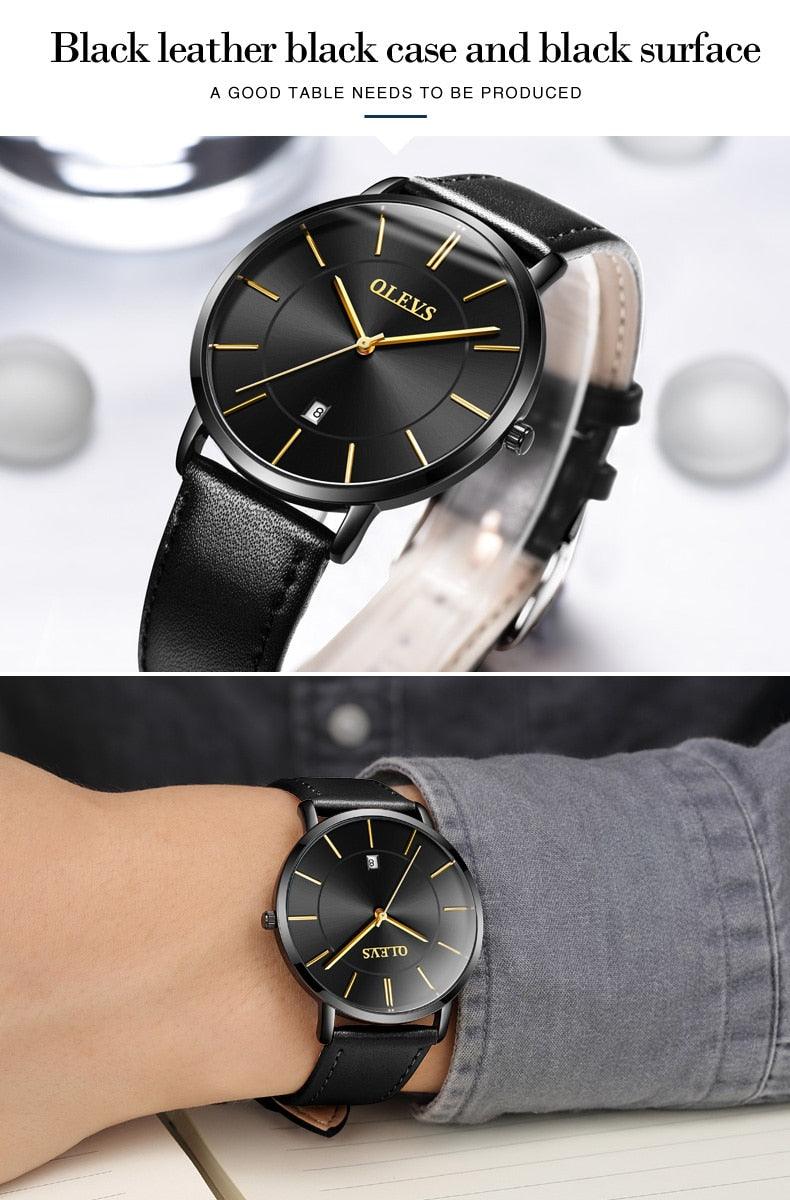 Montre Couple Populaire Décontractée à Quartz Femme Homme Montre Horloge Garçons Filles Ultra Mince Bracelet en Cuir Montre-bracelet Minimaliste Analogique Quartz Ultra Mince Montres Bracelet en Cuir Mode Décontractée Date Montre Étanche
