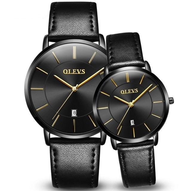 Montre Couple Populaire Décontractée à Quartz Femme Homme Montre Horloge Garçons Filles Ultra Mince Bracelet en Cuir Montre-bracelet Minimaliste Analogique Quartz Ultra Mince Montres Bracelet en Cuir Mode Décontractée Date Montre Étanche