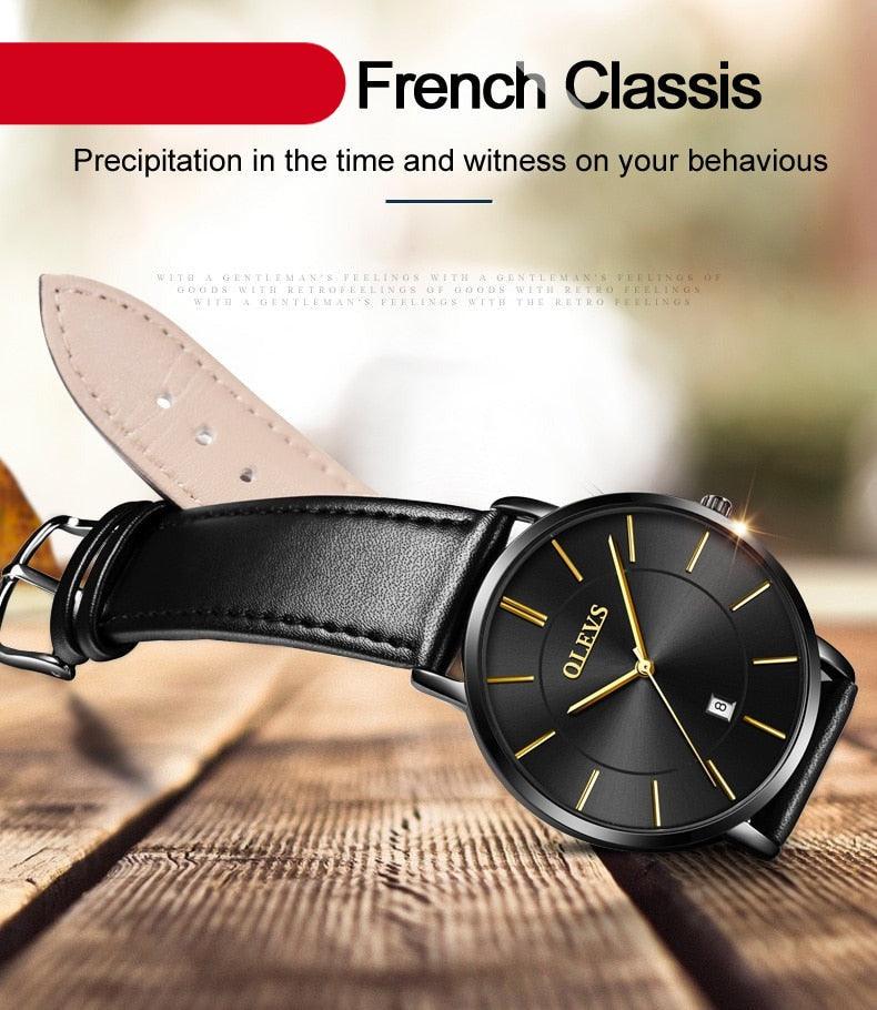 Montre Couple Populaire Décontractée à Quartz Femme Homme Montre Horloge Garçons Filles Ultra Mince Bracelet en Cuir Montre-bracelet Minimaliste Analogique Quartz Ultra Mince Montres Bracelet en Cuir Mode Décontractée Date Montre Étanche