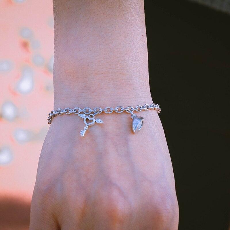 Bracelets d'attraction en forme de cœur pour couple avec aimants, en acier inoxydable, aile d'ange, chaîne à maillons magnétiques assortis, breloque en forme de cœur, pour femmes et hommes, cadeau de Saint-Valentin
