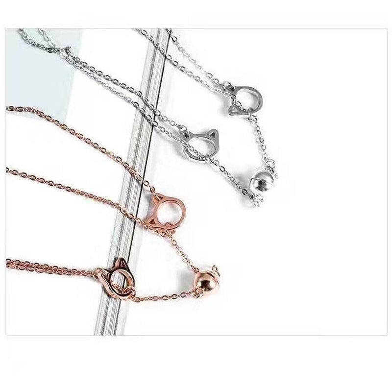 Bracelets magnétiques Couple Attract Bracelets Couleur unie Simple Chat mignon Meilleur ami Bracelet Bijoux Bracelet magnétique Créatif Attrayant Bracelet chaîne en acier inoxydable Pour Femmes Hommes Cadeau de Saint-Valentin
