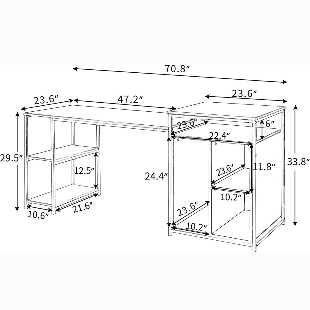 Meuble pour imprimante, support pour unité centrale, bureau informatique avec rangement