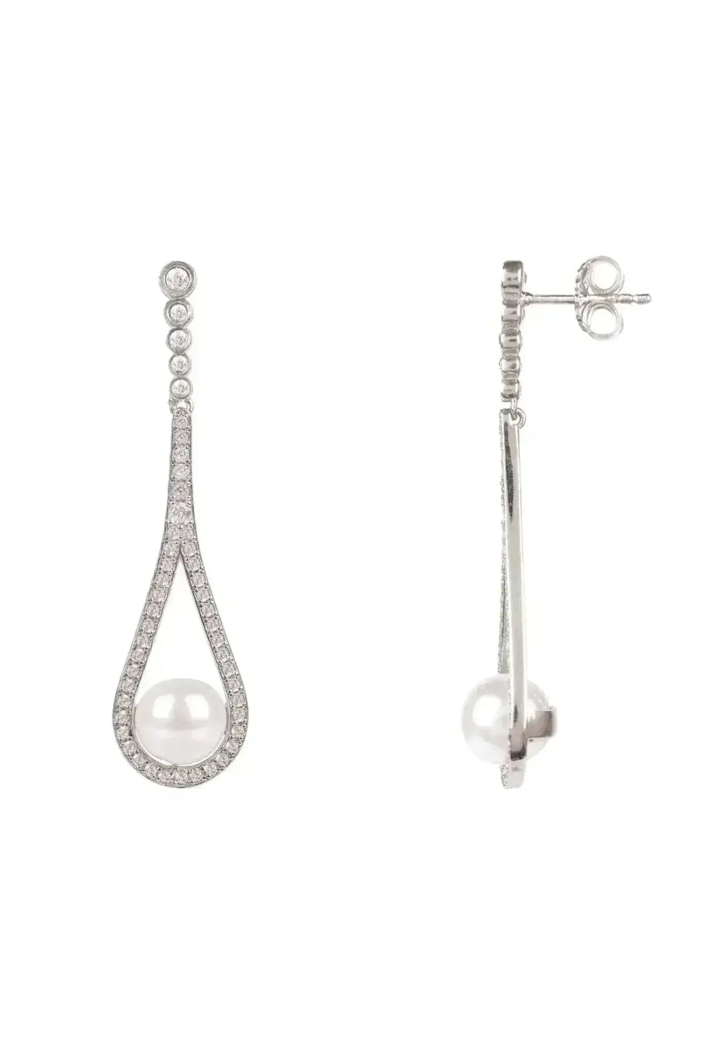 Boucles d'oreilles pendantes en perles Latelita Cradled en argent | Femstylo