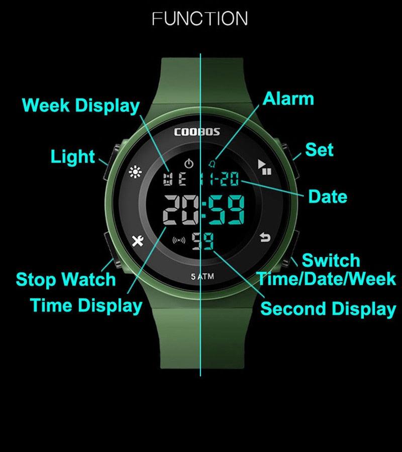 Montres Garçons au Design Créatif Étanche Montre à Bracelet Amovible Unique Pour Hommes Montres-bracelets Numériques à LED Montres-bracelets de Sport à Grand Cadran Étanche Pour Hommes Avec Chronomètre et Alarme