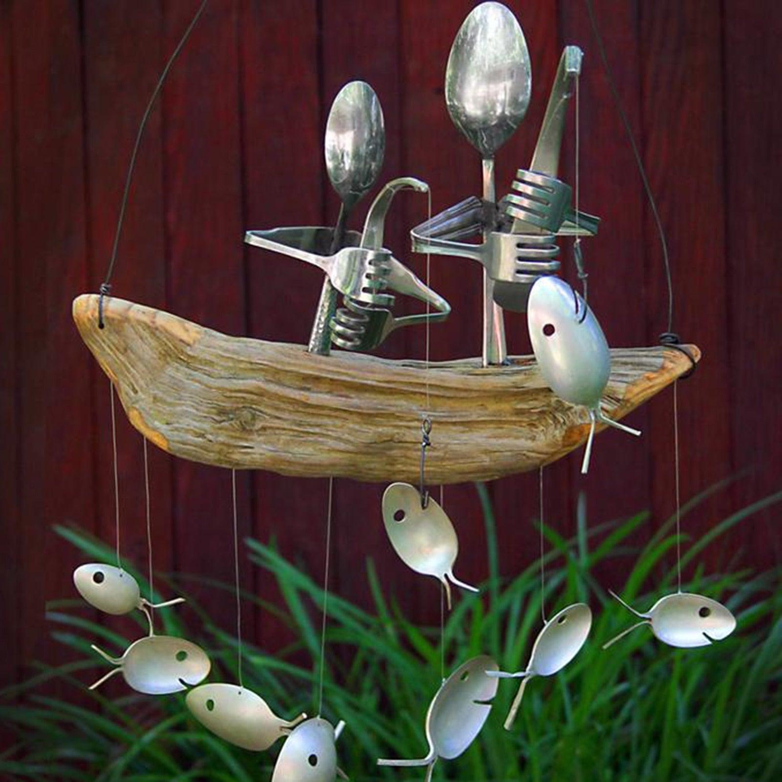Carillon à vent décoratif mobile à suspendre en forme de poisson tropical, sculpture de pêche créative pour la maison, la chambre ou le jardin.