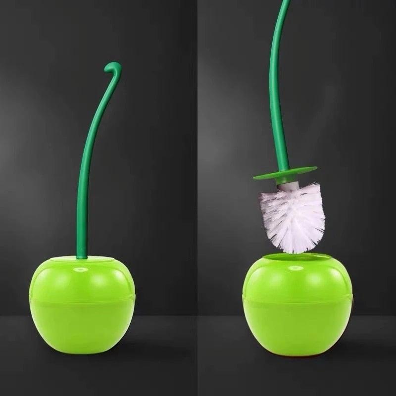 Brosse WC en forme de cerise, brosse WC et support, ensemble de nettoyage pour la salle de bain, accessoires de toilette en forme de cerise, brosse WC sur pied, ensemble de brosse WC compacte pour la maison, brosse WC cerise de salle de bain