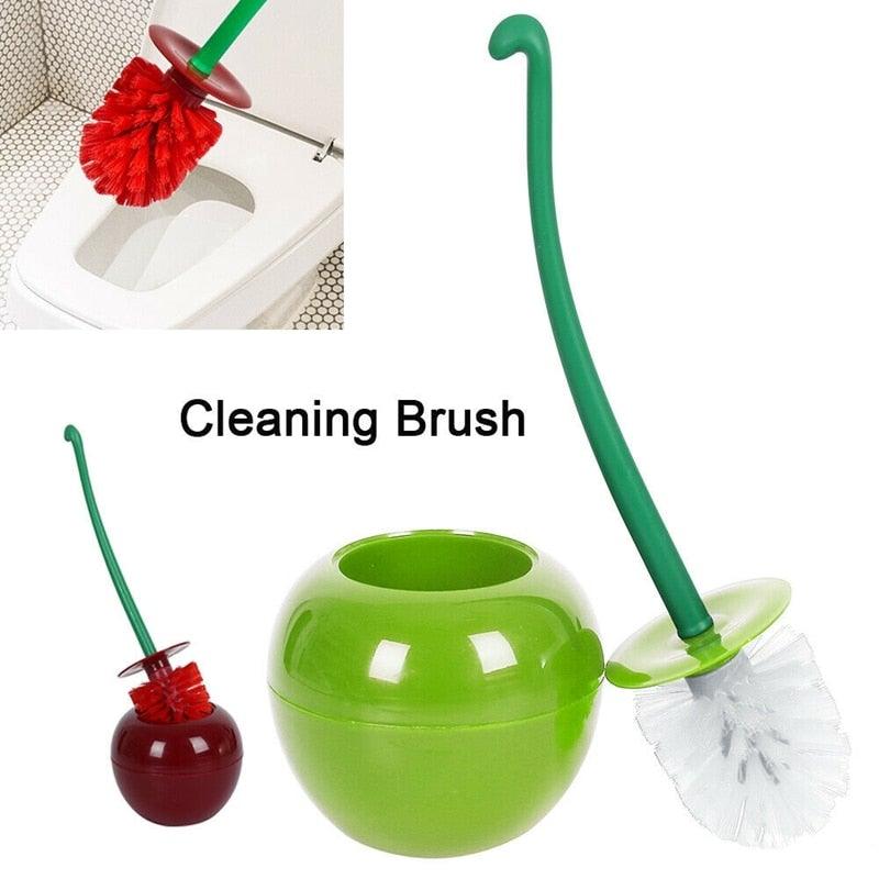 Brosse WC en forme de cerise, brosse WC et support, ensemble de nettoyage pour la salle de bain, accessoires de toilette en forme de cerise, brosse WC sur pied, ensemble de brosse WC compacte pour la maison, brosse WC cerise de salle de bain