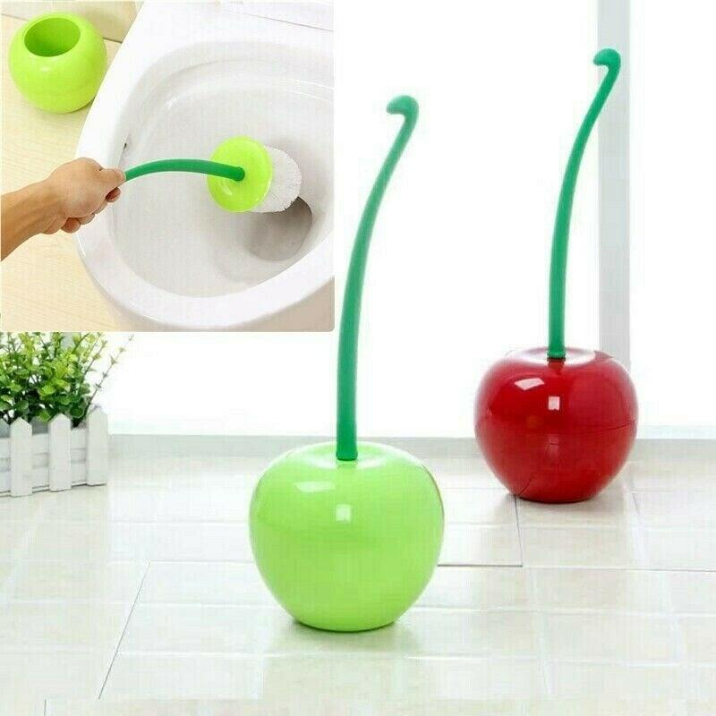 Brosse WC en forme de cerise, brosse WC et support, ensemble de nettoyage pour la salle de bain, accessoires de toilette en forme de cerise, brosse WC sur pied, ensemble de brosse WC compacte pour la maison, brosse WC cerise de salle de bain
