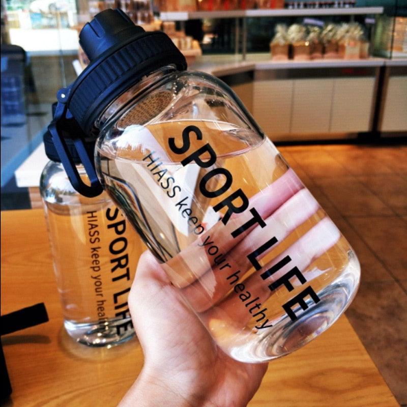 Bouteilles d'eau créatives en verre pour le camping, la randonnée, l'escalade, bouteille de sport portable, vaisselle, bouteille d'eau en verre à large ouverture écologique, bouteilles d'eau de sport réutilisables pour la gym et la randonnée
