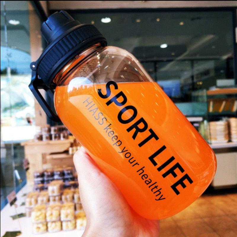 Bouteilles d'eau créatives en verre pour le camping, la randonnée, l'escalade, bouteille de sport portable, vaisselle, bouteille d'eau en verre à large ouverture écologique, bouteilles d'eau de sport réutilisables pour la gym et la randonnée