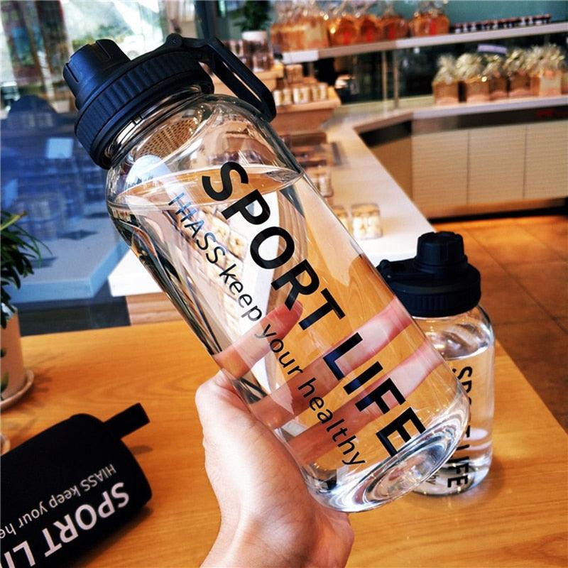Bouteilles d'eau créatives en verre pour le camping, la randonnée, l'escalade, bouteille de sport portable, vaisselle, bouteille d'eau en verre à large ouverture écologique, bouteilles d'eau de sport réutilisables pour la gym et la randonnée