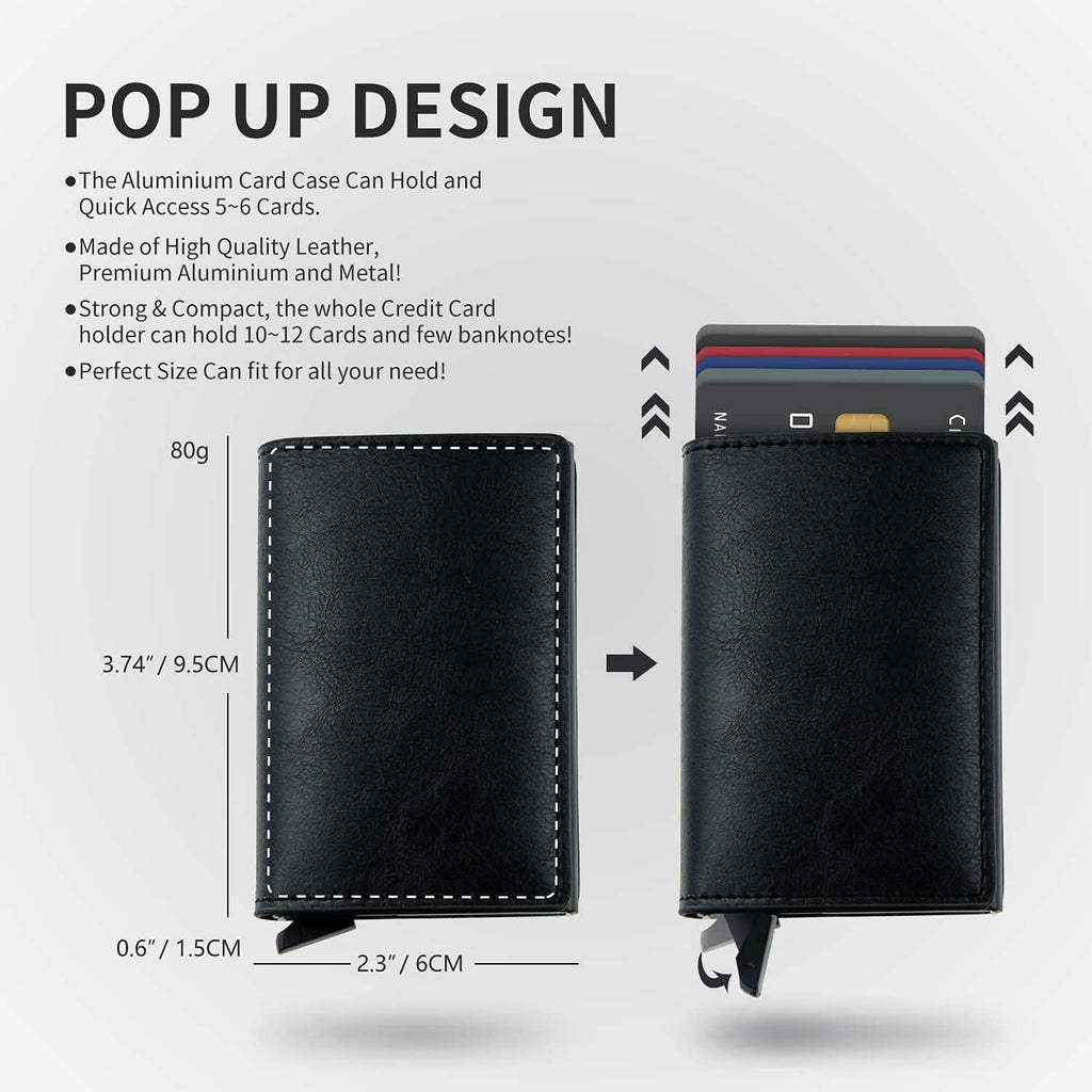 Porte-cartes de crédit blocage RFID en cuir véritable vintage portefeuille d'affaires en aluminium