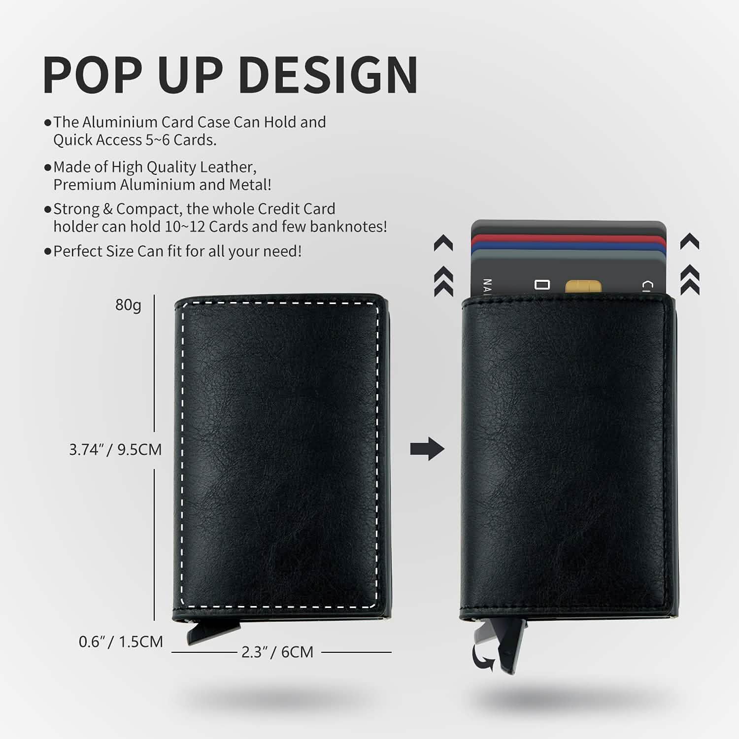 Porte-cartes de crédit blocage RFID en cuir véritable vintage portefeuille d'affaires en aluminium