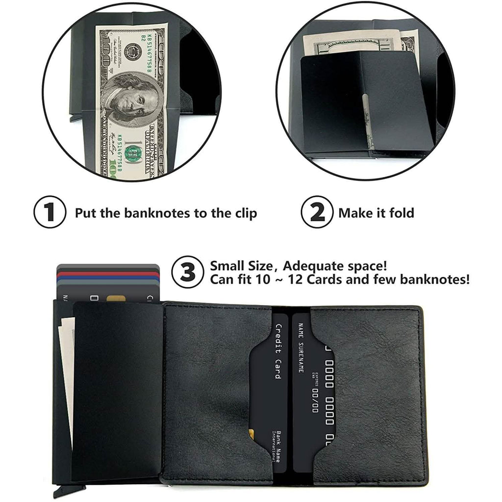 Porte-cartes de crédit blocage RFID en cuir véritable vintage portefeuille d'affaires en aluminium