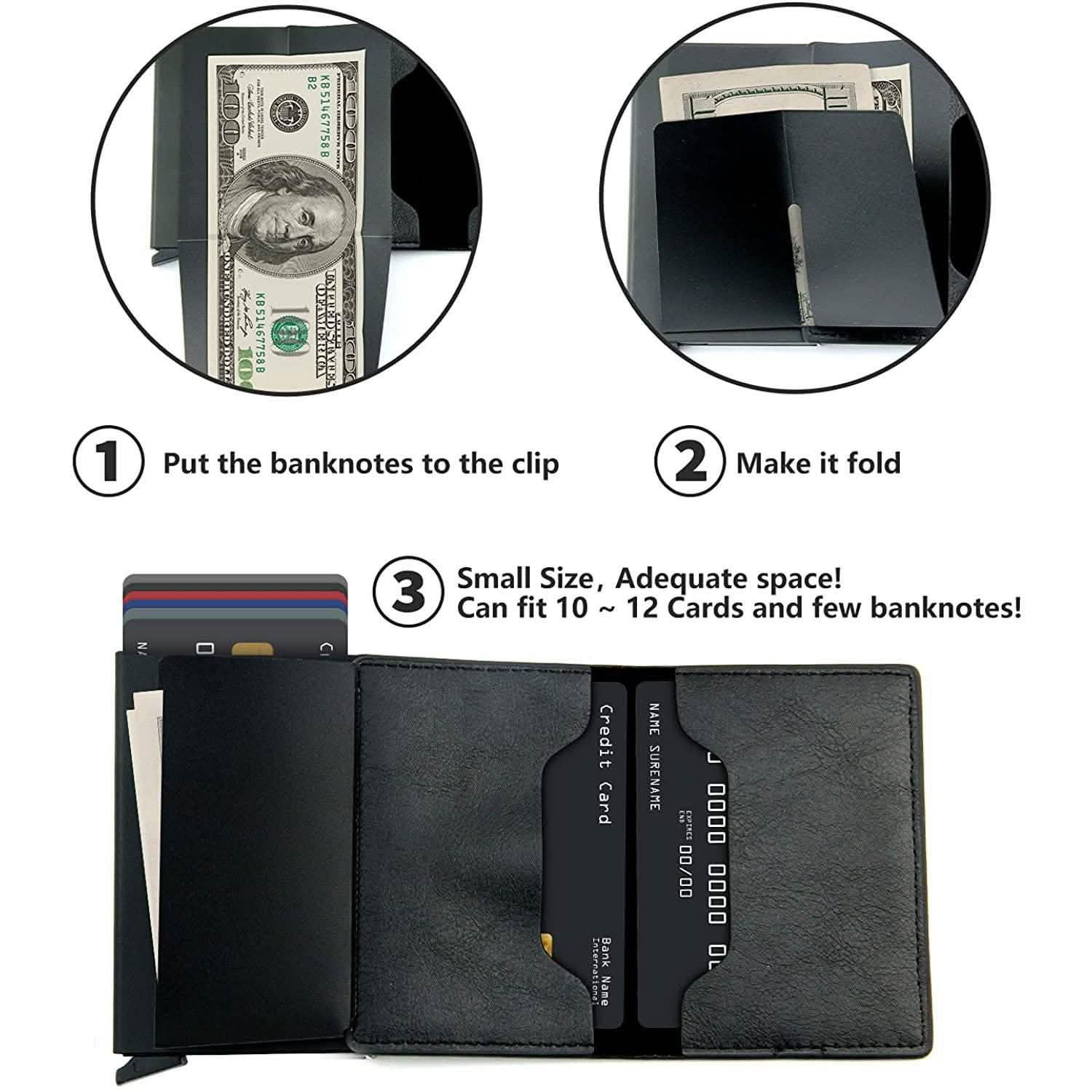 Porte-cartes de crédit blocage RFID en cuir véritable vintage portefeuille d'affaires en aluminium
