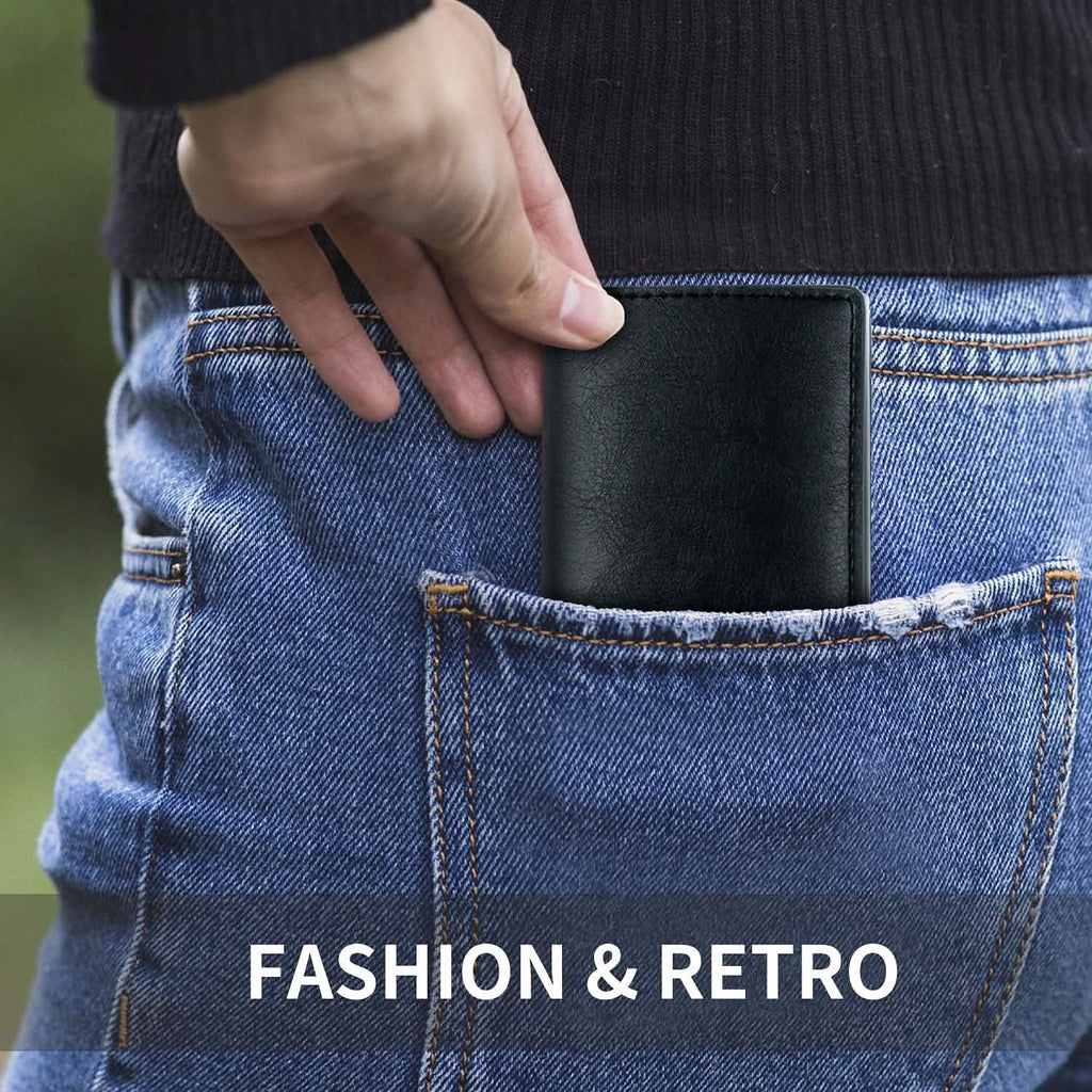 Porte-cartes de crédit blocage RFID en cuir véritable vintage portefeuille d'affaires en aluminium