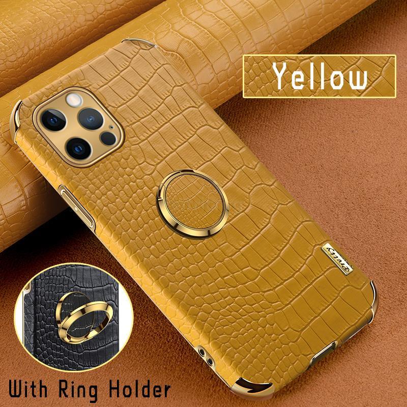 Étui en cuir de crocodile pour iPhone 13 12 Mini antichoc support magnétique à anneau coque de téléphone ultra-mince en cuir de crocodile souple pare-chocs antichoc avec support à anneau housse de protection pour iPhone