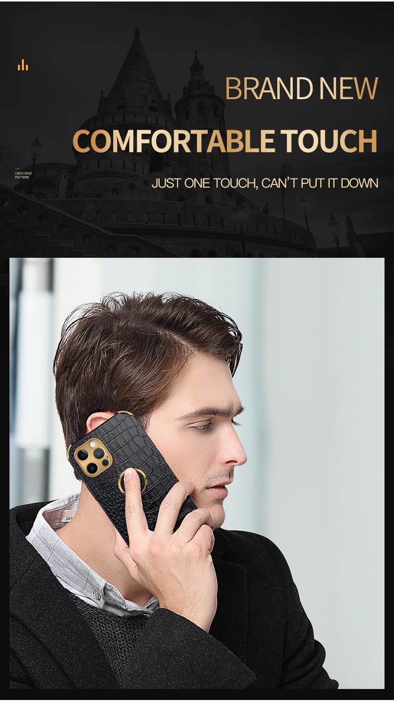 Étui en cuir de crocodile pour iPhone 13 12 Mini antichoc support magnétique à anneau coque de téléphone ultra-mince en cuir de crocodile souple pare-chocs antichoc avec support à anneau housse de protection pour iPhone