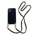 Coque de téléphone collier bandoulière pour Xiaomi Redmi Note 11 10 9 Pro 11s 10s 9T Mi 11T 10T Bracelet en cuir avec chaîne Housse de protection Coque de téléphone bandoulière en cuir noir avec chaîne dorée Design unique Coque de téléphone en cuir