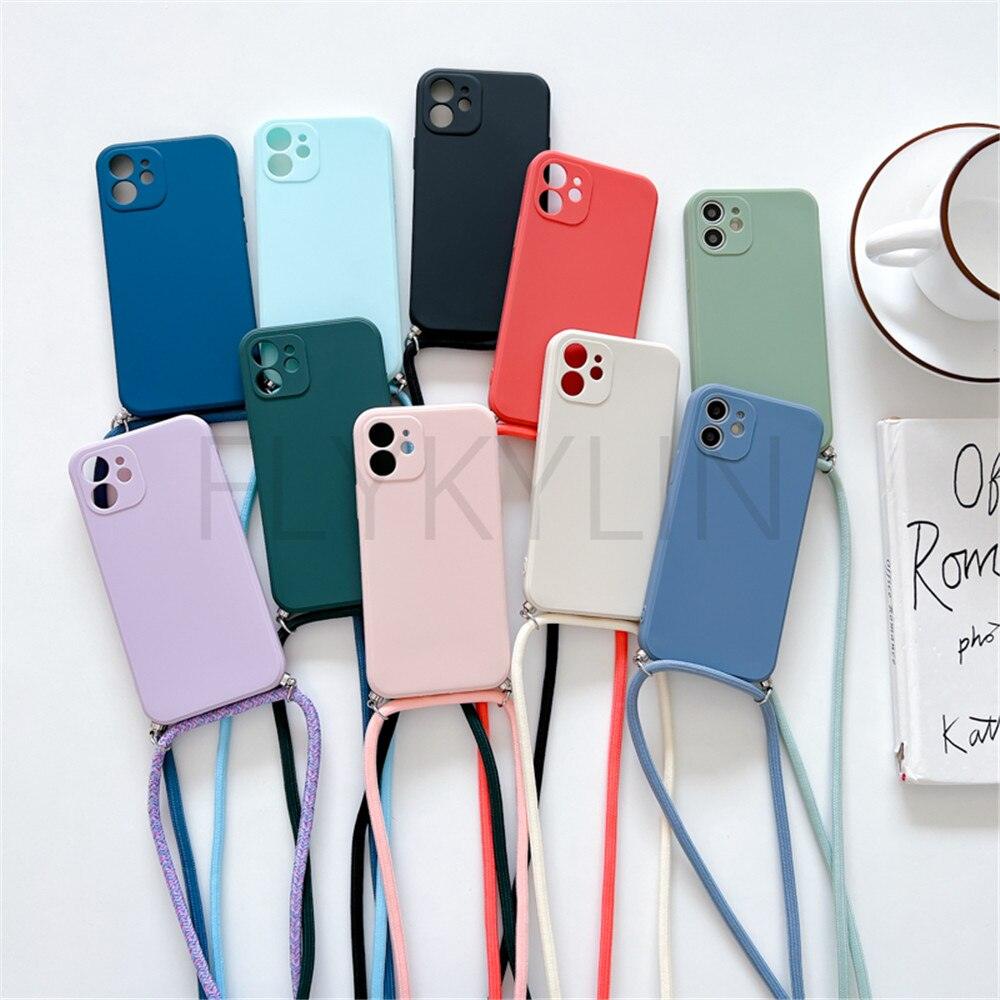 Coque de téléphone bandoulière collier cordon pour Xiaomi 12 Lite 12t 11 Lite 5g Ne Redmi Note 11 12 Pro A1 10a 10c Étui souple en silicone avec cordon élégant et lanière antichoc