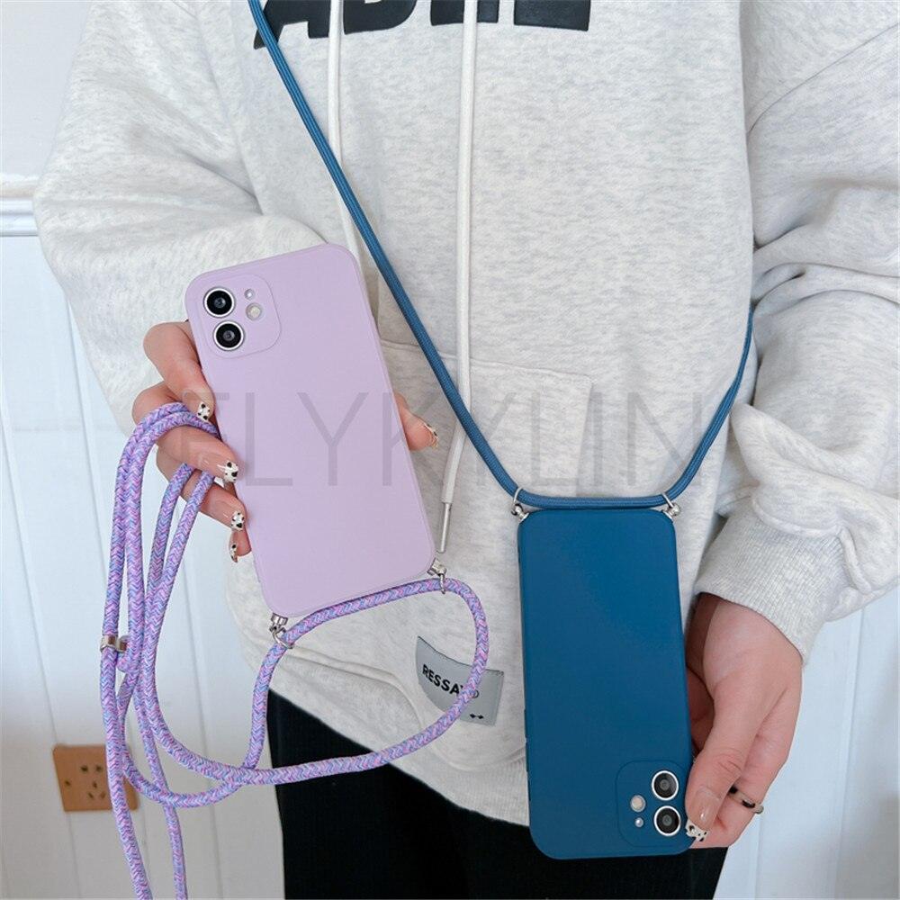 Coque de téléphone bandoulière collier cordon pour Xiaomi 12 Lite 12t 11 Lite 5g Ne Redmi Note 11 12 Pro A1 10a 10c Étui souple en silicone avec cordon élégant et lanière antichoc