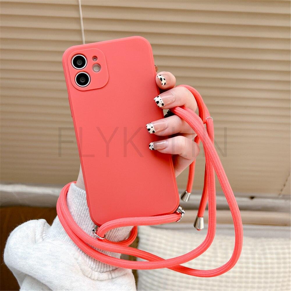 Coque de téléphone bandoulière collier cordon pour Xiaomi 12 Lite 12t 11 Lite 5g Ne Redmi Note 11 12 Pro A1 10a 10c Étui souple en silicone avec cordon élégant et lanière antichoc