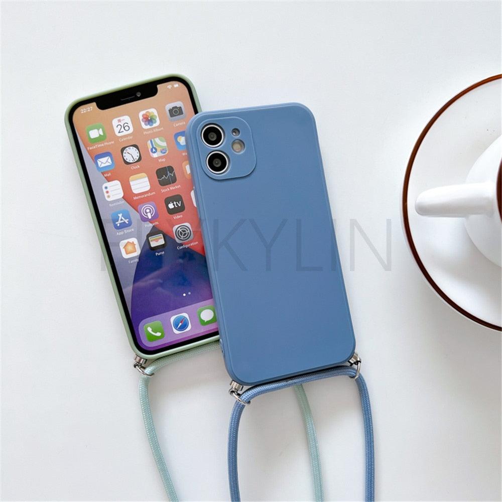 Coque de téléphone bandoulière collier cordon pour Xiaomi 12 Lite 12t 11 Lite 5g Ne Redmi Note 11 12 Pro A1 10a 10c Étui souple en silicone avec cordon élégant et lanière antichoc