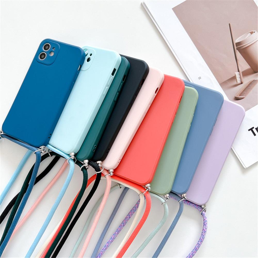 Coque de téléphone bandoulière collier cordon pour Xiaomi 12 Lite 12t 11 Lite 5g Ne Redmi Note 11 12 Pro A1 10a 10c Étui souple en silicone avec cordon élégant et lanière antichoc